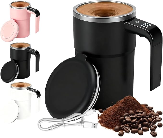 VortexBrew™ Self-Stirring Mug (USB Rechargeable, 12oz Stainless Steel)